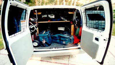 image: The van is packed and ready to go.